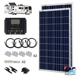 Bộ dụng cụ năng lượng mặt trời 200 Watt 12 Volt Poly với bộ điều khiển sạc PWM 30A RICH SOLAR